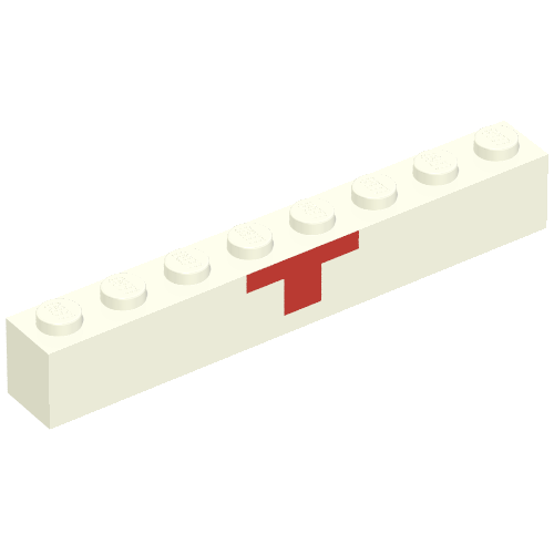 Brick 1 × 8 with Red Cross Lower Half Print Weiß