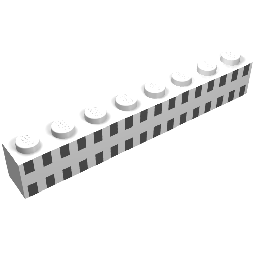 Brick 1 × 8 with 32 Black Squares Print White