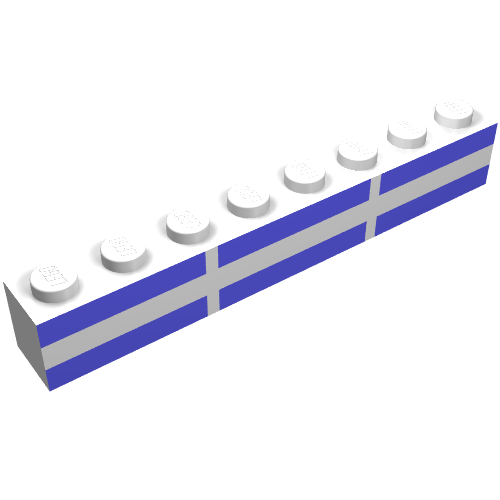 Brick 1 × 8 with Six Light Blue Rectangles Print ferry windows Weiß
