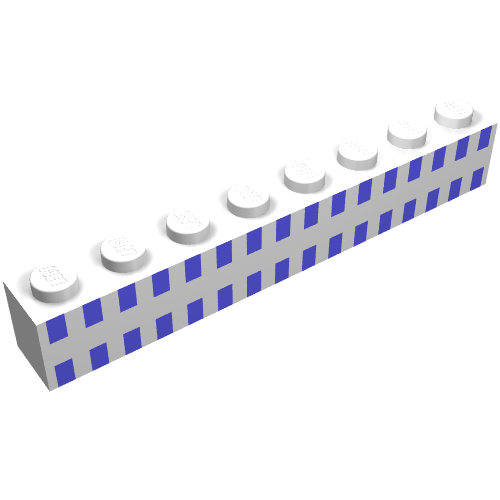 Brick 1 × 8 with Ferry Squares Light Blue 32 in 2 Lines Print Weiß