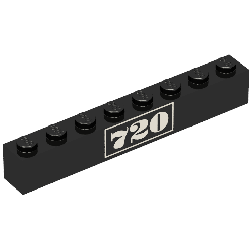 Stein 1 × 8 mit gold '720' Druck Schwarz