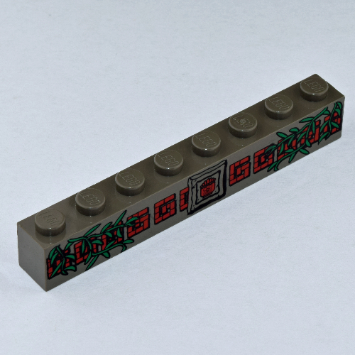 Brick 1 × 8 with Red Bricks, Amazon Logo, Vines Print Dunkelgrau