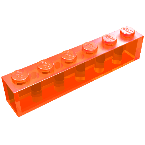 Brick 1 × 6 Trans-Neon Orange
