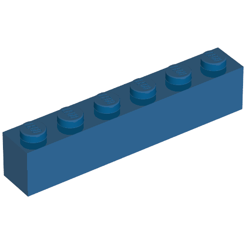 Brick 1 × 6 without Bottom Tubes, with 2 Raised Cross Supports Blau