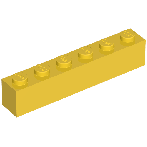 Brick 1 × 6 without Bottom Tubes, with 2 Raised Cross Supports Gelb