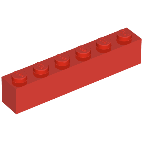 Brick 1 × 6 without Bottom Tubes, with 2 Raised Cross Supports Rot