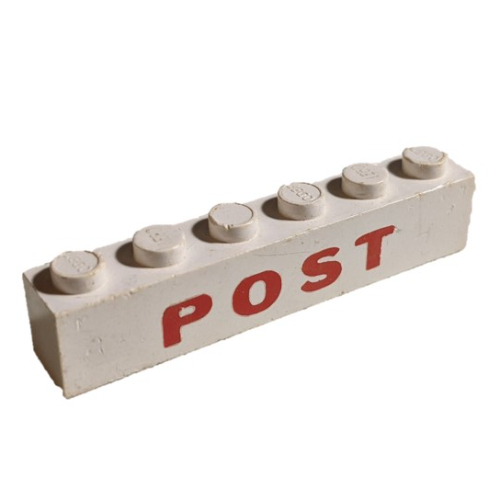 Brick 1 × 6 with 'POST' Red Print in White