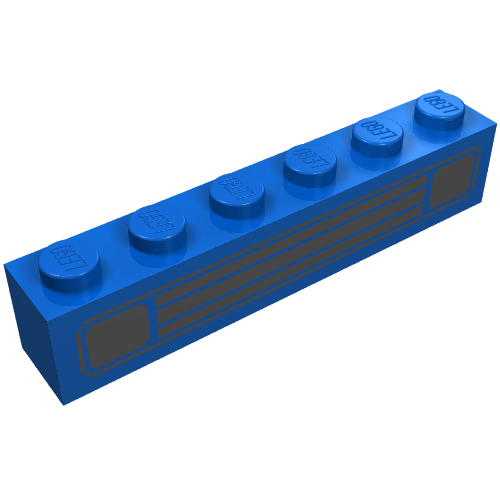 Brick 1 × 6 with Black Car Grill Print