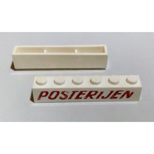 Brick 1 × 6 with 'POSTERIJEN' Italic Red Print White