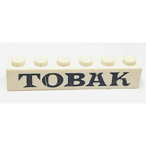 Brick 1 × 6 with 'TOBAK' Serif Black Print White