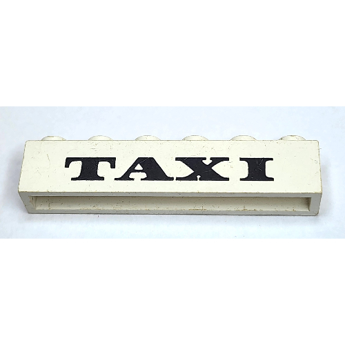 Brick 1 × 6 with 'TAXI' Thick Print in White