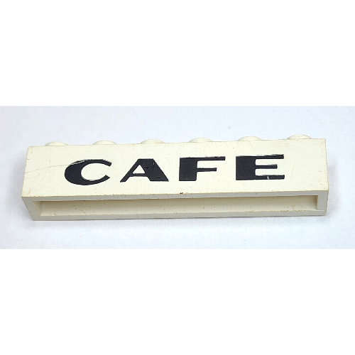 Brick 1 × 6 with 'CAFE' Sans-Serif Thick Print in White