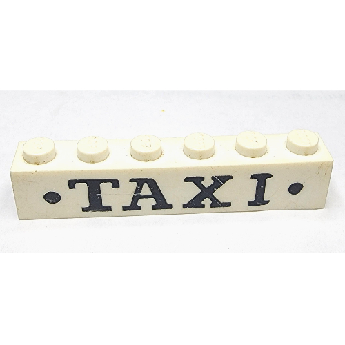 Brick 1 × 6 with 'TAXI' Dots Black Print White