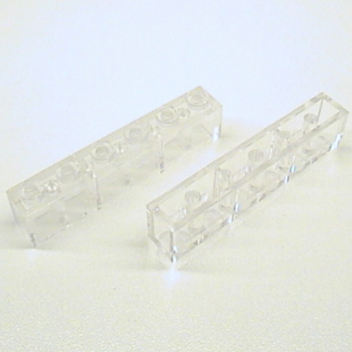 Brick 1 × 6 with Bottom Tubes and 2 Lowered Cross Supports Trans-Clear