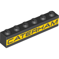 Brick 1 × 6 with 'CATERHAM' on Yellow Stripe print Black