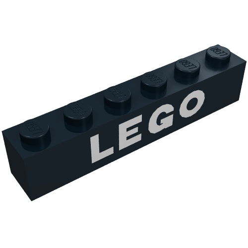 Brick 1 × 6 with 'LEGO' White Print Black