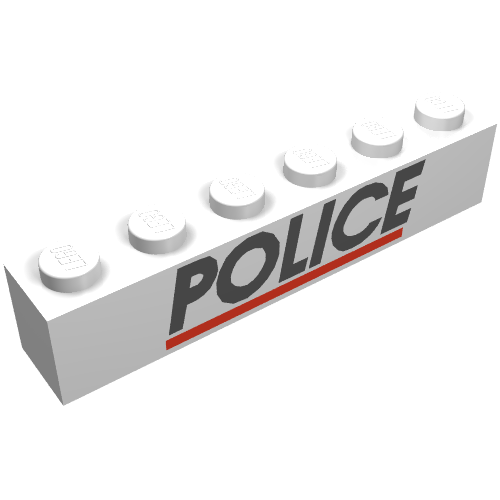 Stein 1 × 6 mit 'POLICE' und roter Linie (bedruckt)
