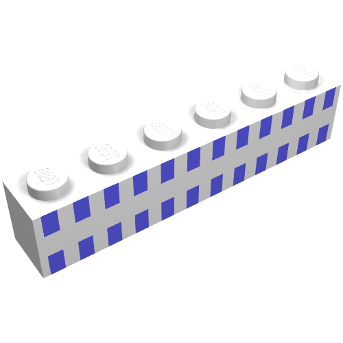 Brick 1 × 6 with Ferry Squares Light Blue in 2 Lines Print White