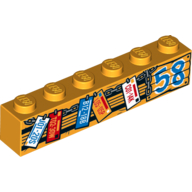 Brick 1 × 6 with License Plates and '58' print Bright Light Orange