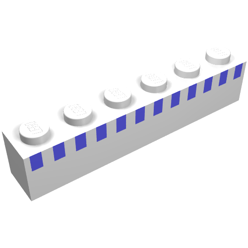 Brick 1 × 6 with Ferry Squares Light Blue in 1 Line At Top Print (Set 1554) White