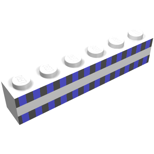 Brick 1 × 6 with Ferry Squares Light Blue and Black in 2 Lines Print (Set 1554) Weiß