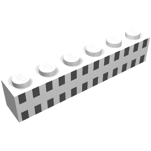 Brick 1 × 6 with 24 Black Squares Print White
