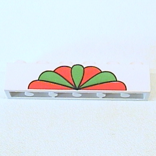 Brick 1 × 6 with Red and Green Petals Print White