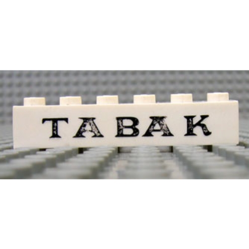 Brick 1 × 6 with 'TABAK' Serif Black Print White