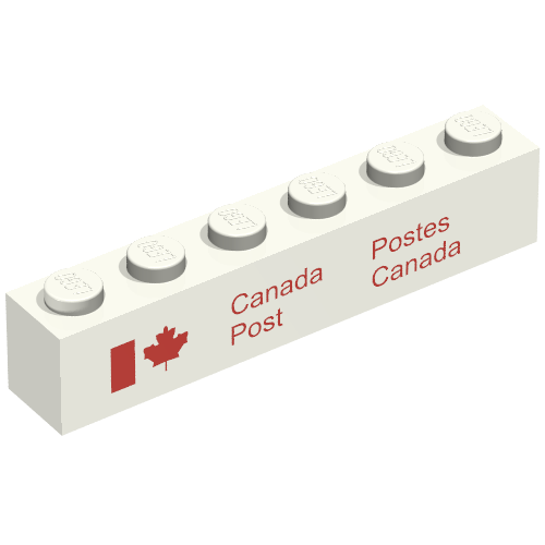 Brick 1 × 6 with Canada Post Logo Print Weiß