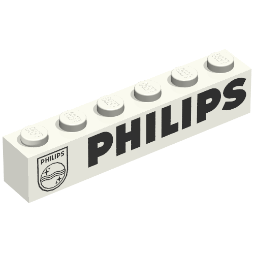 Brick 1 × 6 with 'PHILIPS' Print Weiß