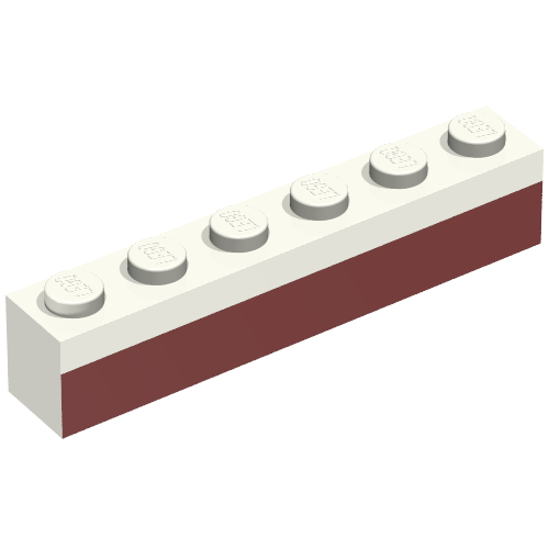 Brick 1 × 6 with Dark Red Bottom Stripe Print - Set 611-2 Weiß
