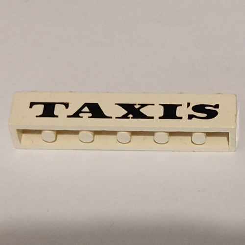 Brick 1 × 6 with 'TAXI'S' Serif Bold Black print in White