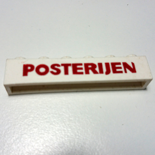 Brick 1 × 6 with 'POSTERIJEN' Bold Red Print in White