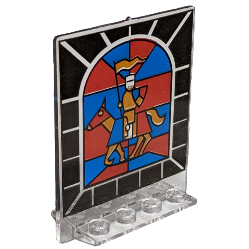 Tür 2 × 5 × 5 Dreh, flache Basis mit Buntglas-Ritter (bedruckt)