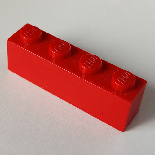 Brick 1 × 4 with Bottom Tubes, Lowered Center Cross Support Red