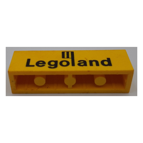 Brick 1 × 4 with Black 'Legoland' Logo Print in Yellow