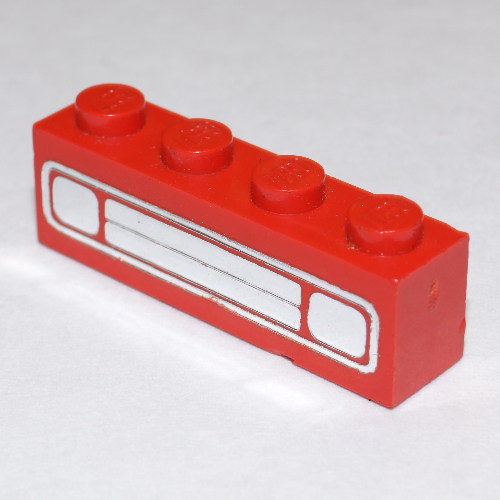 Brick 1 × 4 with Bottom Tubes, Lowered Center Cross Support with Chrome Silver Car Grill Print [Embossed]