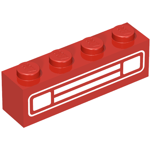 Brick 1 × 4 with Chrome Silver Car Grill Print Rot