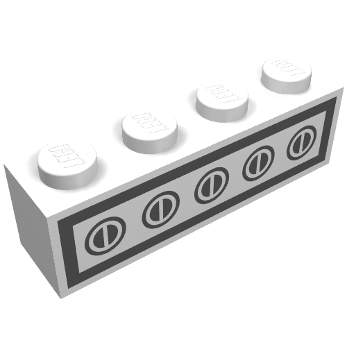 Brick 1 × 4 with Bottom Tubes, Lowered Center Cross Support with Homemaker Stove Switch Print Weiß