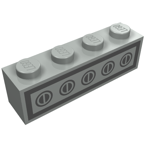 Brick 1 × 4 with Bottom Tubes, Lowered Center Cross Support with Homemaker Stove Switch Print Light Gray