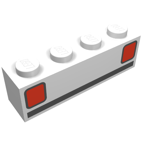 Brick 1 × 4 with Basic Car Tail-lights Print Weiß