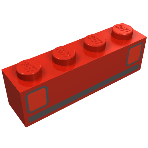 Brick 1 × 4 with Basic Car Tail-lights Print Red
