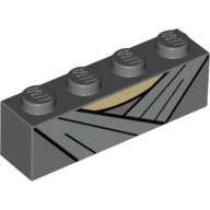 Brick 1 × 4 with Light Bluish Gray Stripes and Thick Black Outlines Print (Rey) Dunkelblaugrau