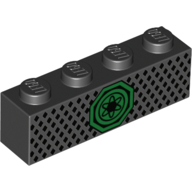 Brick 1 × 4 with Green Ninjago Symbol Print Black