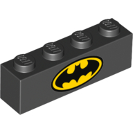 Brick 1 × 4 with Batman Logo print Black