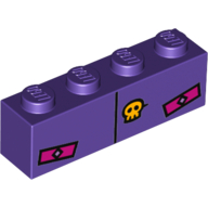 Brick 1 × 4 with Joker Suit print Dunkellila