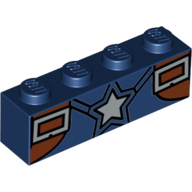 Brick 1 × 4 with Captain America White Star, Brown Harness with 2 Rectangle Buckles Print Dark Blue