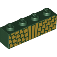 Brick 1 × 4 with Gold Scales Print Dark Green