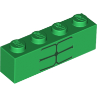 Brick 1 × 4 with 6 Black Stripes Print (Hulk Bottom Torso) Grün