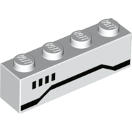 Brick 1 × 4 with 4 Black Squares and Black Stripe (Stormtrooper) Print White
